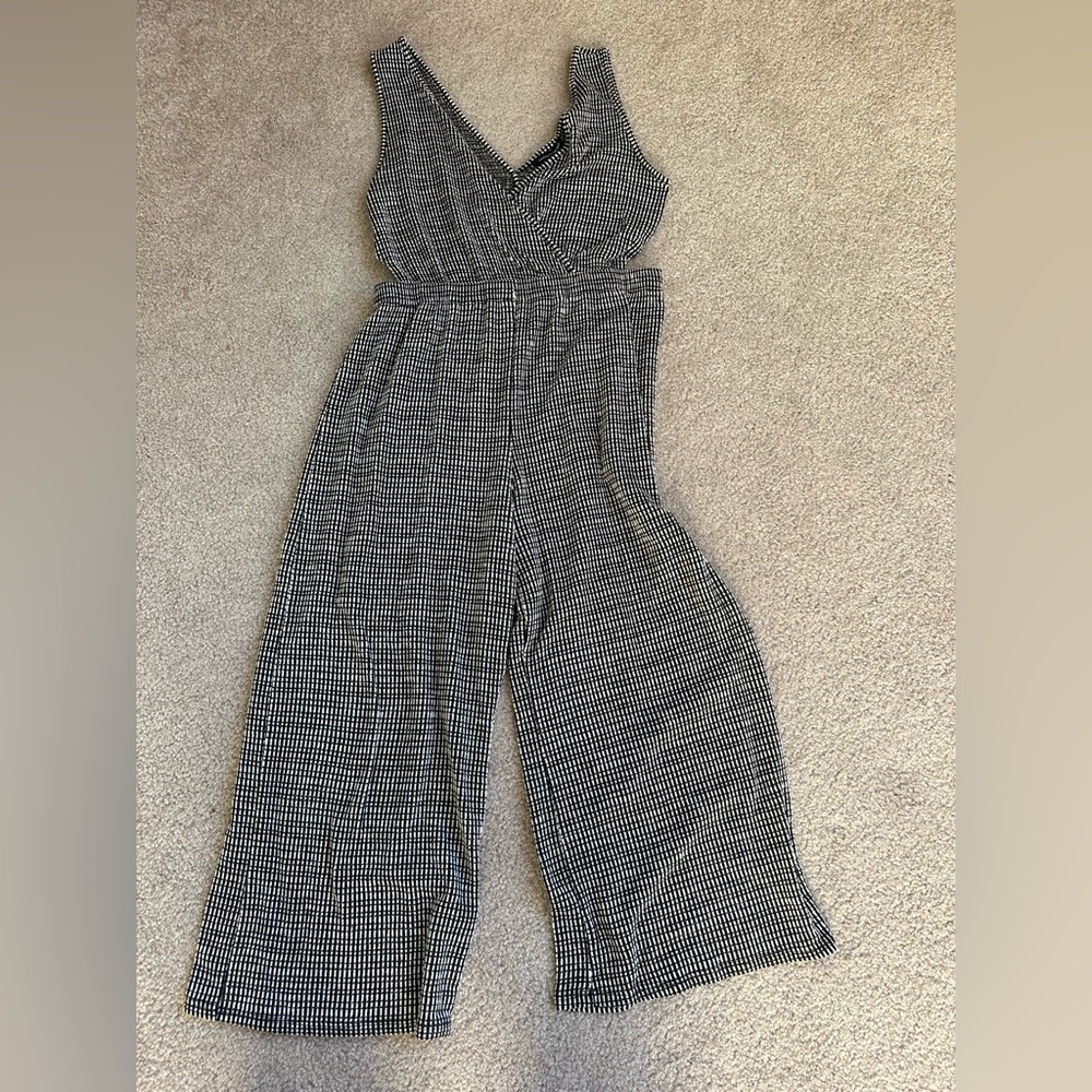 Caution To The Wind Black and White Checkered Jumpsuit